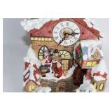 Holiday Village Clock Tower with Santa and Reindeer Figurine