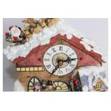 Holiday Village Clock Tower with Santa and Reindeer Figurine