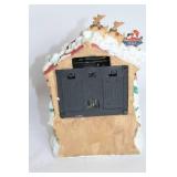 Holiday Village Clock Tower with Santa and Reindeer Figurine