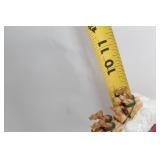 Holiday Village Clock Tower with Santa and Reindeer Figurine