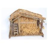 Vintage Nativity Scene with Stable and 10 Figures