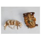 Vintage Nativity Scene with Stable and 10 Figures