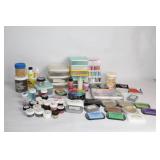 Large Assortment of Craft Supplies Including Embossing Powders, Inks, and Chalks