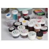 Large Assortment of Craft Supplies Including Embossing Powders, Inks, and Chalks