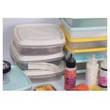 Large Assortment of Craft Supplies Including Embossing Powders, Inks, and Chalks