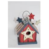 Vintage Glassware Collection with Decorative Birdhouse