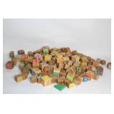 Collection of Assorted Wooden Alphabet and Picture Blocks