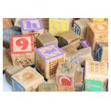 Collection of Assorted Wooden Alphabet and Picture Blocks