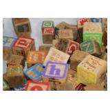 Collection of Assorted Wooden Alphabet and Picture Blocks