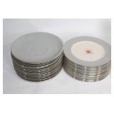 Vintage Gray Dinnerware Set with Shakers and Serving Accessories