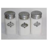 Vintage Gray Dinnerware Set with Shakers and Serving Accessories