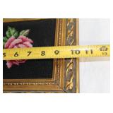 Vintage Framed Embroidery Art with Pink Rose Design