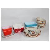 Collection of Ceramic Dishes and Bowls with Fruit Designs
