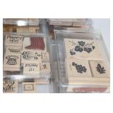 Collection of 60 Assorted Wooden Rubber Stamps for Crafting