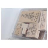Collection of 60 Assorted Wooden Rubber Stamps for Crafting