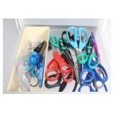 Plastic Storage Drawer with Assorted Hand Tools and Scissors