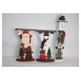 Set of 3 Handcrafted Holiday Wooden Figures with Tabletops