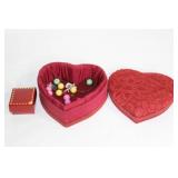Heart-Shaped Lace Jewelry Box with Assorted Beads and Angel Pendant