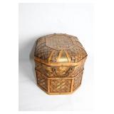 Vintage Woven Wicker Trunk with Brass Accents