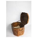 Vintage Woven Wicker Trunk with Brass Accents