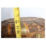 Vintage Woven Wicker Trunk with Brass Accents