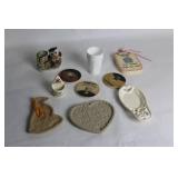 Collection of 9 Decorative Ceramics Including Owl Figurine and Coasters