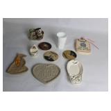 Collection of 9 Decorative Ceramics Including Owl Figurine and Coasters