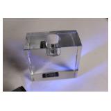 Collection of Lucite Candle Holders and Blue Glass Vase