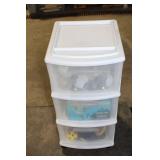 Plastic Storage Drawers Filled with Craft Supplies and Decor