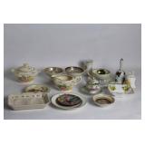 Collection of Vintage Floral Porcelain Dishes and Bowls