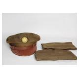 Vintage Military Uniform Cap with Two Garrison Caps