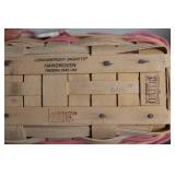 Longaberger Handwoven Basket with Lid and Pink Floral Liner