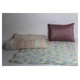 Set of Child Size Hand-Crocheted Blankets with Decorative Pillow