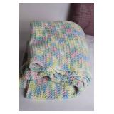 Set of Child Size Hand-Crocheted Blankets with Decorative Pillow