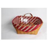 Longaberger Handmade Woven Basket with Fabric Liner
