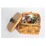 Longaberger Handwoven Basket with Lid and Fabric Liner