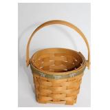 Handwoven Decorative Wooden Basket with Metal Accents