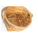 Handwoven Decorative Wooden Basket with Metal Accents