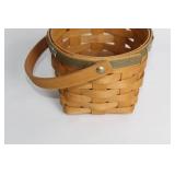 Handwoven Decorative Wooden Basket with Metal Accents