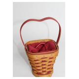 Longaberger Handmade Heart-Shaped Basket with Fabric Liner