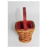 Longaberger Handmade Heart-Shaped Basket with Fabric Liner