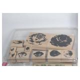 Collection of Assorted Rubber Stamps with Wooden Blocks - Holiday and Floral Themes
