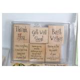 Collection of Assorted Rubber Stamps with Wooden Blocks - Holiday and Floral Themes