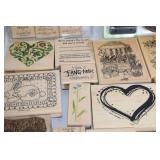 Collection of Assorted Rubber Stamps with Wooden Blocks - Holiday and Floral Themes