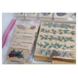 Collection of Assorted Rubber Stamps with Wooden Blocks - Holiday and Floral Themes