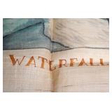 Vintage Handwoven Tapestry of Waterfall Scenery - 33" x 36"