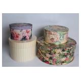 Set of 4 Decorative Floral Hat Boxes