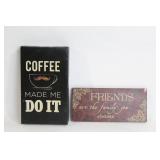 Set of 2 Decorative Wall Plaques - Coffee and Friendship Themes