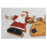 Set of 4 Handcrafted Wooden Santa Ornaments by Norma Elizabeth
