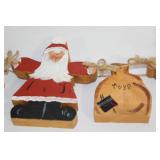 Set of 4 Handcrafted Wooden Santa Ornaments by Norma Elizabeth